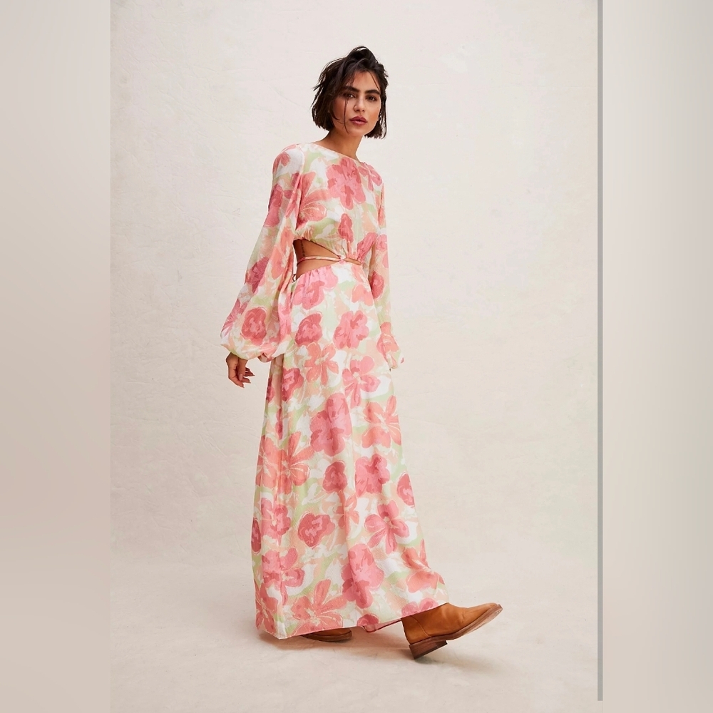 Significant Other Naomi Cut Out Maxi Dress | Size 6 | Floral | Wedding Guest